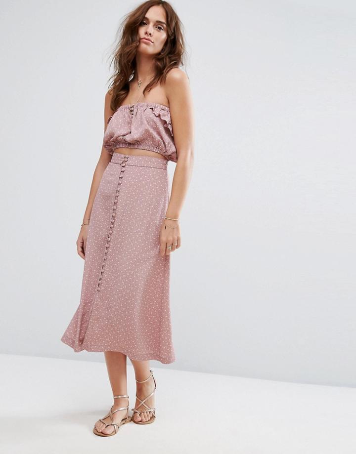 Flynn Skye Printed Button Up Skirt Co-ord - Pink