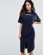 Adelyn Rae Kimono Sleeve Sheath Dress - Navy