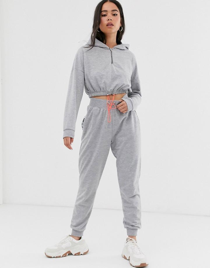 Asos Design Tracksuit Hoody With Printed Lining / Jogger With Toggles-gray