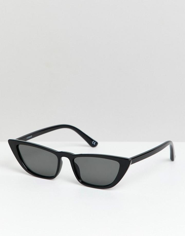 Asos Design Angled Cat Eye In Black - Black