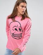 Cheap Monday Squad Long Sleeve Top Distorted Skull - Pink