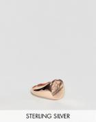Asos Sterling Silver Signet Ring With Rose Gold Plating - Silver