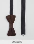 Heart & Dagger Bow Tie In Cord - Brown