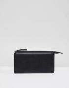 Monki Faux Leather Zip Wallet In Black - Black