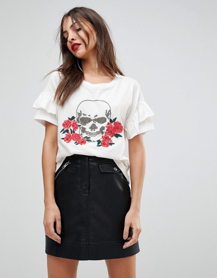 Mango Skull And Roses T-shirt - White
