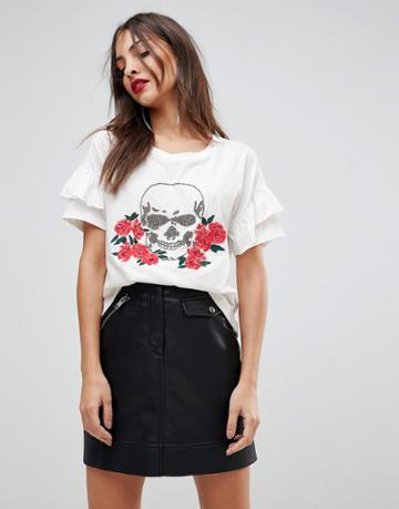 Mango Skull And Roses T-shirt - White