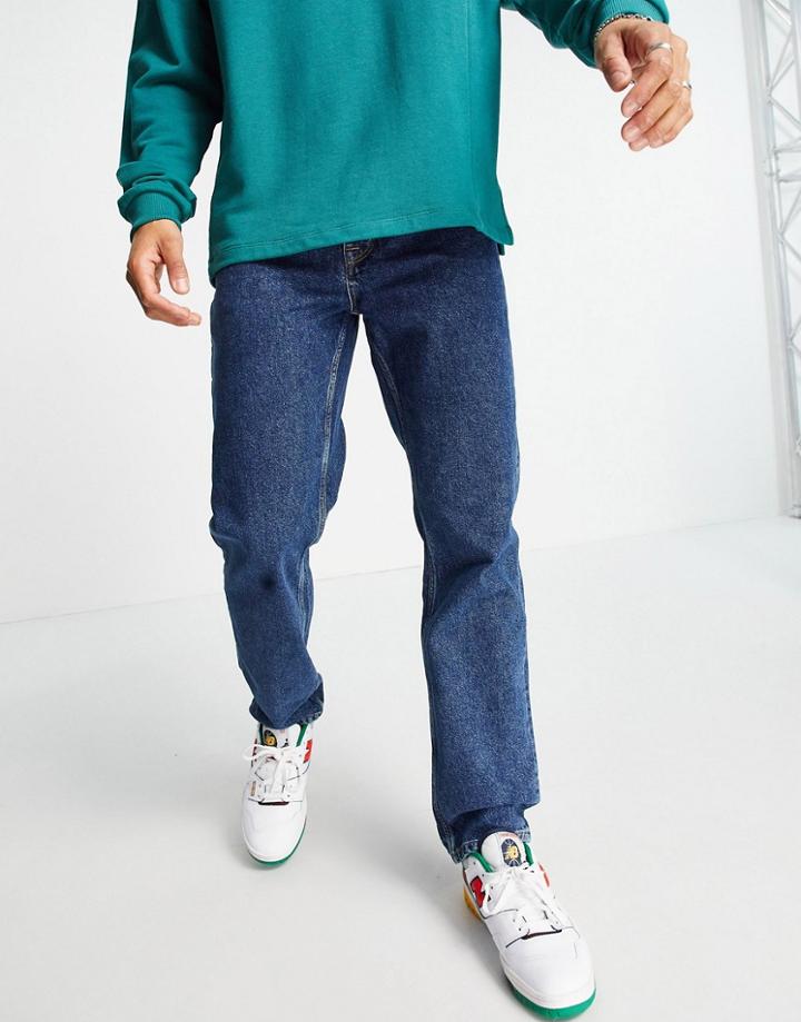 Asos Design Original Fit Jeans In 90's Dark Wash-blues