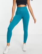 Urban Threads Seamless Gym Leggings In Glitter Teal-blue