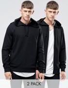 Asos Hoodie/ Zip Up Hoodie 2 Pack Save 15% - Black