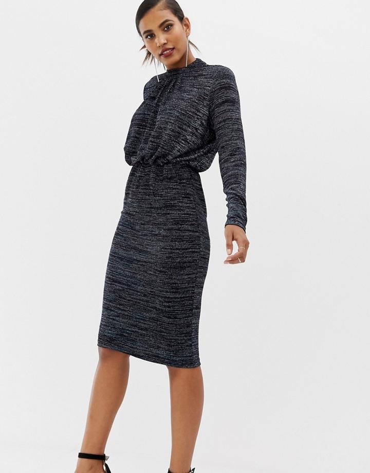 Y.a.s Glittery High Neck Dress - Blue