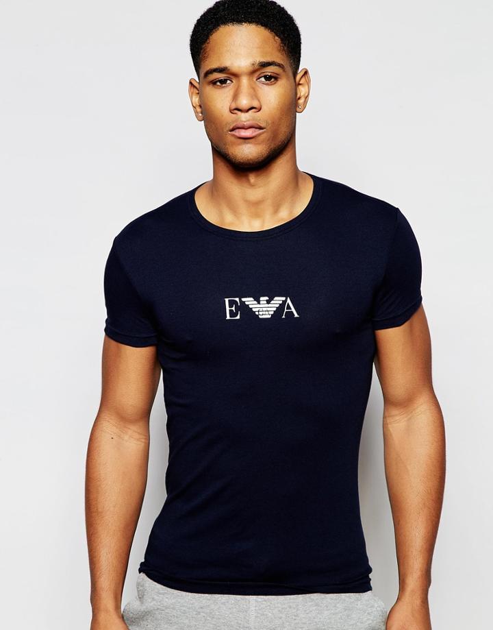 Emporio Armani Logo Muscle Fit Crew Neck T-shirt - Navy