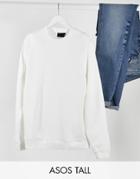 Asos Design Tall Organic Sweatshirt In White