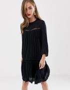 Y.a.s Rise Sleeve Mini Dress With Lace Insert In Black