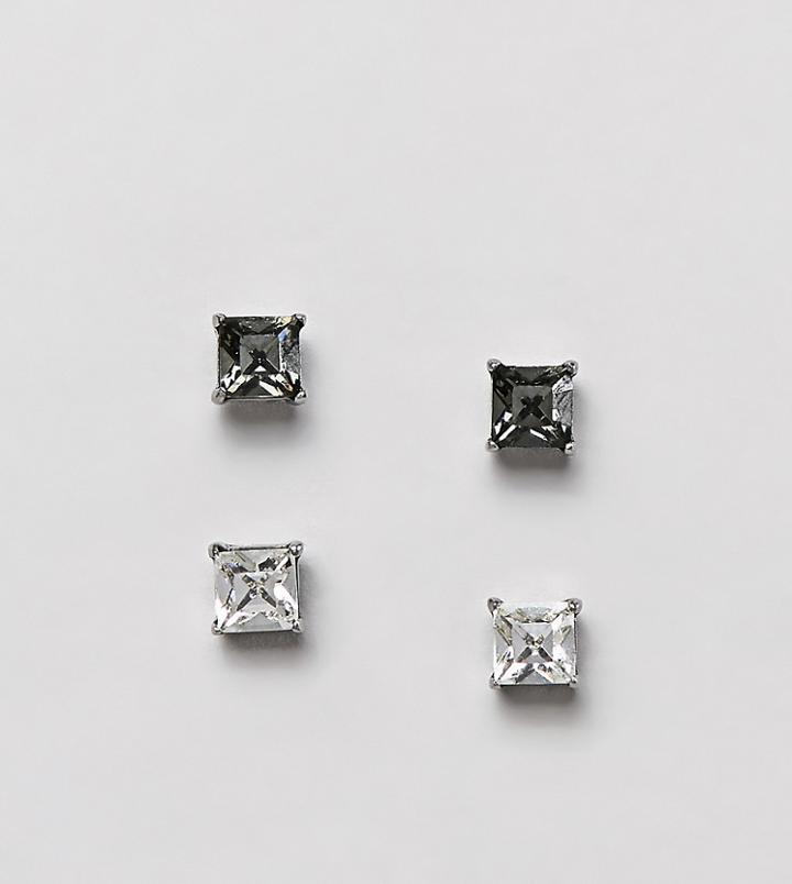 Simon Carter Black & Clear Stud Earrings With Crystals From Swarovski In 2 Pack - Black