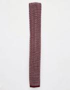 Asos Knitted Tie In Burgundy - Red