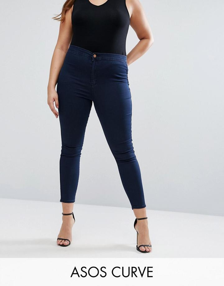 Asos Curve Rivington Jegging In Bee Blackened Blue - Blue