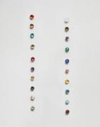 New Look 24 Pack Rainbow Colored Stud Earrings - Multi