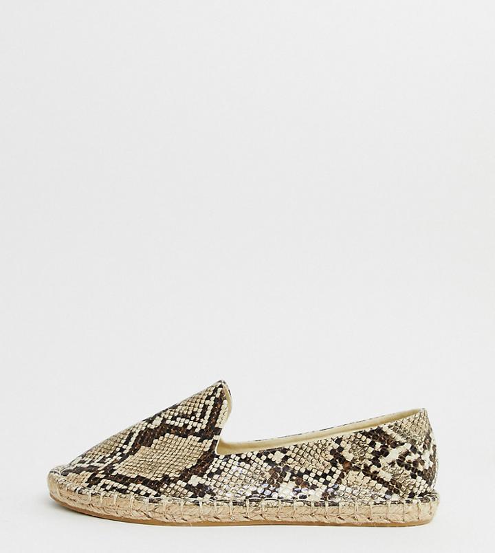 Asos Design Wide Fit Jual Espadrilles In Snake-multi