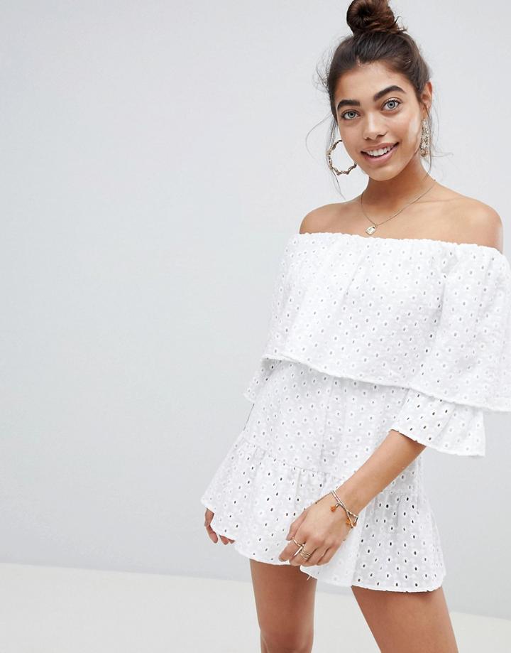 Asos Design Broderie Romper - White