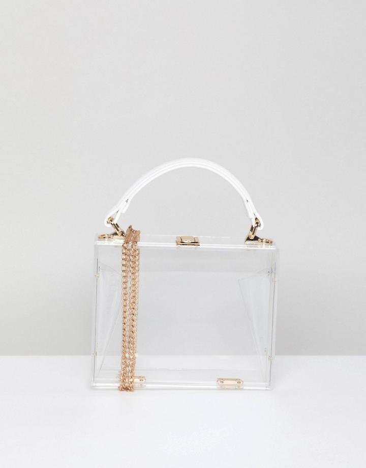Asos Design Top Handle Clear Perspex Clutch Bag - Clear
