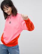 Adidas Originals Colorado Paneled Half Zip Sweatshirt In Pink - Pink