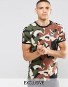 Puma Retro Muscle Fit T-shirt In Camo Exclusive To Asos - Green