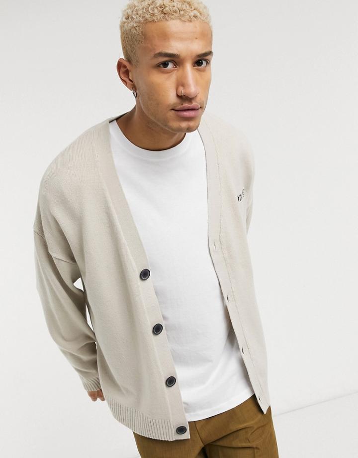 Bershka Cardigan In Stone-neutral