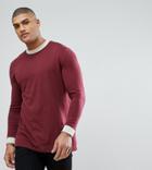 Asos Tall Relaxed Skater Long Sleeve T-shirt With Contrast Turtleneck And Curved Hem - Multi