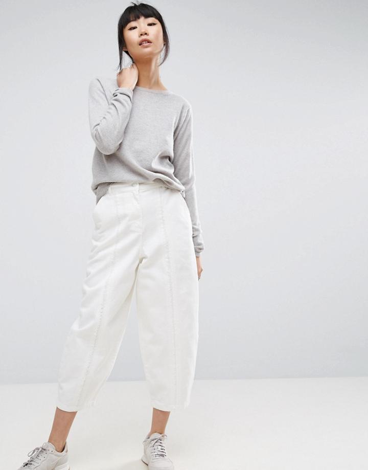 Asos White Fray Seam Detail Jean In White - Cream