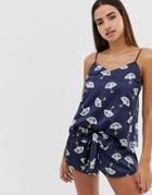 Diane Houston Fan Print Camisole - Navy
