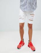 Criminal Damage Denim Shorts In White - White