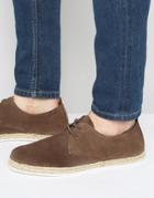Zign Suede Lace Up Shoe With Espadrille Detail - Brown