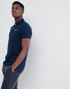 Hollister Solid Core Seagull Logo Polo Contrast Placket In Navy - Navy
