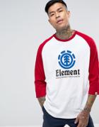 Element Vertical Logo Raglan In Red & White - White