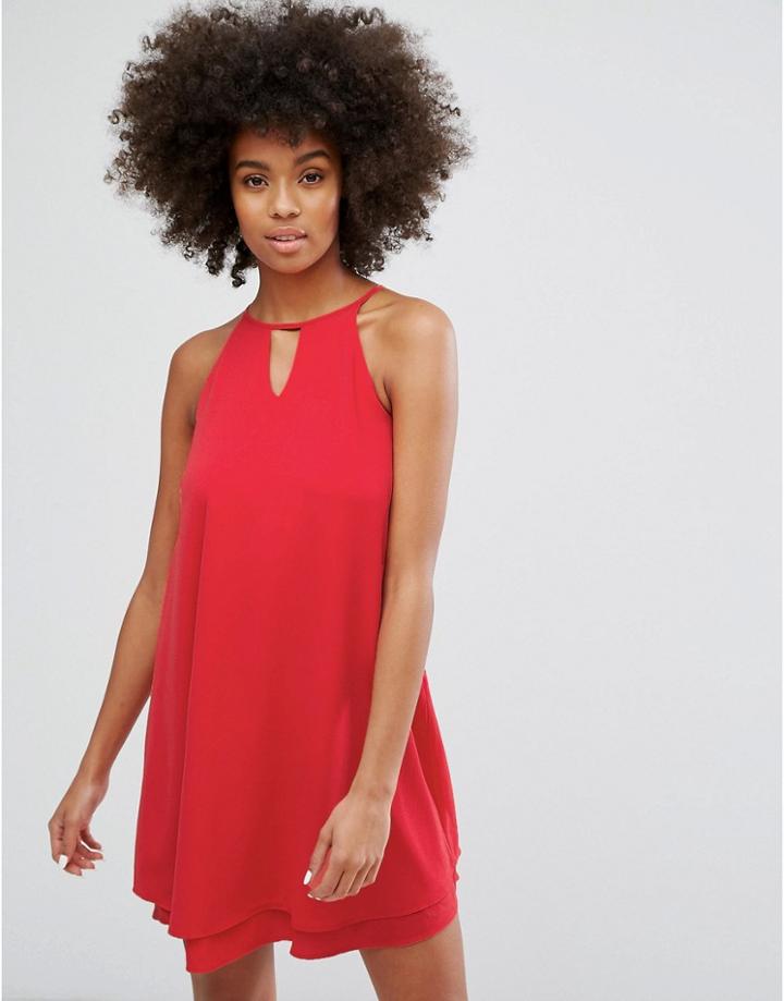 Only High Neck Halter Dress - Red
