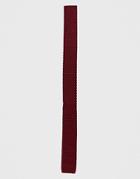 Asos Design Knitted Tie In Burgundy - Red