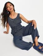 Whistles Quinn Tie Front Jumpsuit In Blue-blues