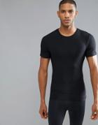 Spanx Cotton Compression T-shirt Hard Core In Black - Black