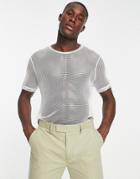 Topman Metallic Mesh T-shirt In White