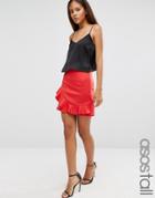Asos Tall Scuba Mini Skirt With Frill - Red