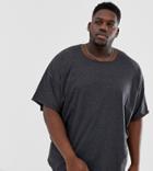 Asos Design Plus Oversized T-shirt With Raw Neck In Charcoal Marl-gray