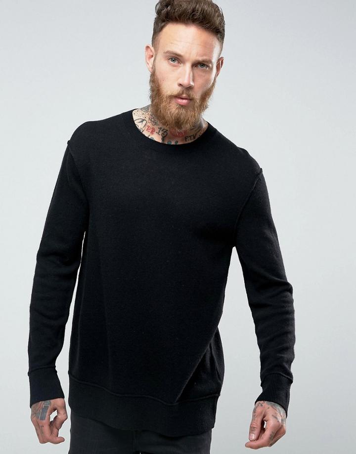 Nudie Jeans Co Tony Boiled Wool Knit - Black