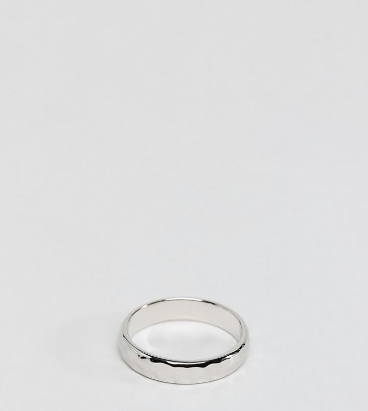 Designb Hammered Band Ring In Sterling Silver