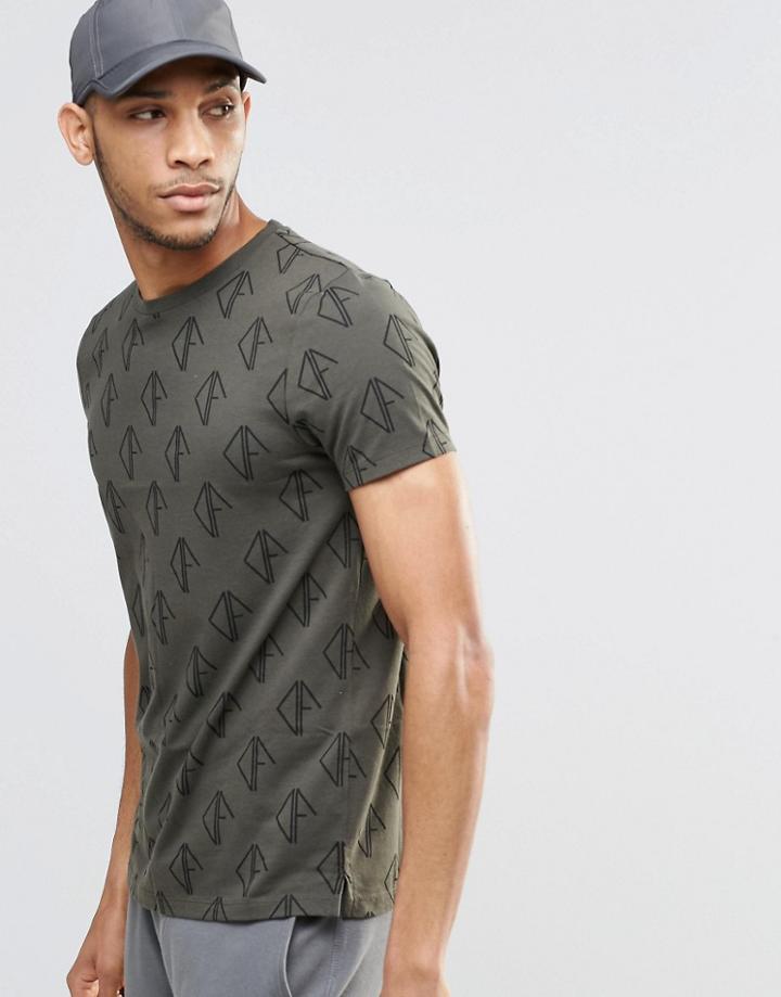 Asos T-shirt With All Over Print - Khaki