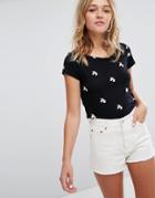 Pull & Bear Unicorn Longline T-shirt - Black