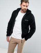 Schott Full Zip Knit Hoodie Fleece Lined Slim Fit In Black - Black