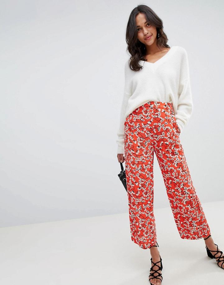 Vila Floral Wide Leg Pants-multi