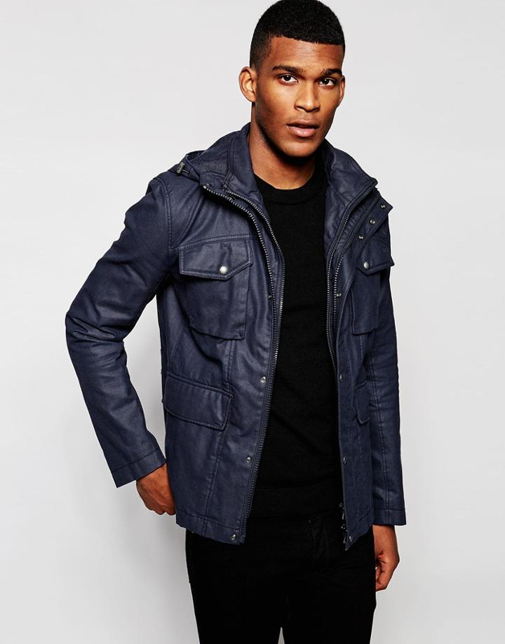 Boss Orange Parka With 4 Pockets - Navy