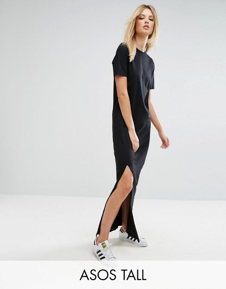 Asos Tall Basic T-shirt Casual Maxi Dress - Black