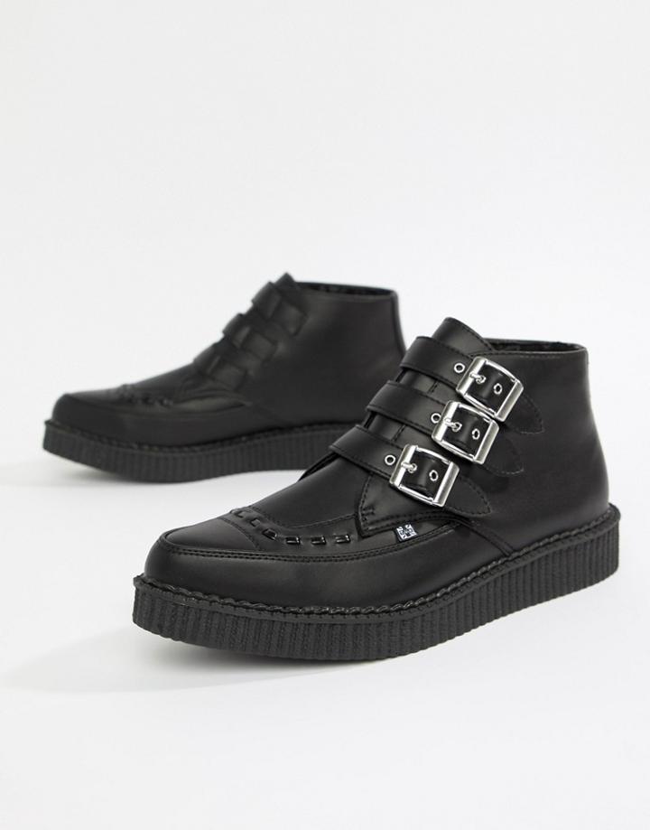 T.u.k Vegan Pointed Creeper Boots With Multi Buckle - Black